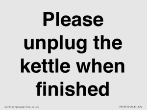 Please unplug the kettle when finished